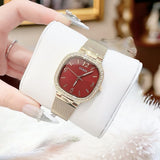  Shop Authentic Guess Quartz Red Dial Gold Mesh Strap Watch For Women - GW0354L4 - Luxxuri