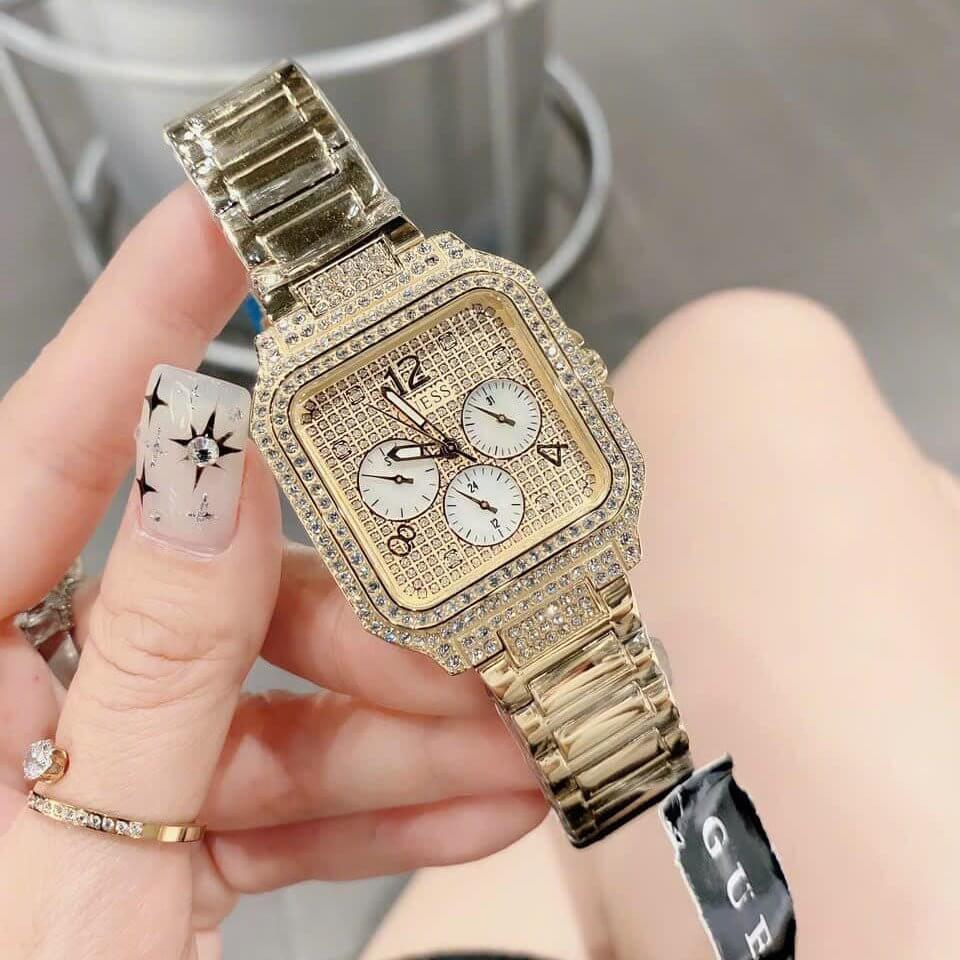  Shop Authentic Guess Deco Quartz Crystals Gold Dial Gold Steel Strap Watch For Women - GW0472L2 - Luxxuri