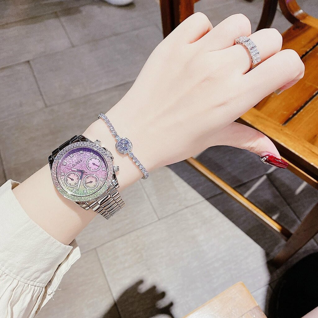  Shop Authentic Guess Sol Chronograph Crystals Multicolor Dial Silver Steel Strap Watch For Women - GW0483L1 - Luxxuri