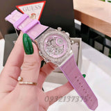  Shop Authentic Guess Fusion Chronograph Pink Dial Pink Leather Strap Watch for Women - GW0553L1 - Luxxuri