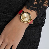  Shop Authentic Guess Trend Dragon Gold Dial Red Leather Strap Watch For Women - GW0646L1 - Luxxuri