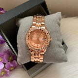  Shop Authentic Guess Crystal Diamonds Rose Gold Dial Rose Gold Steel Strap Watch For Women - W11069L1 - Luxxuri