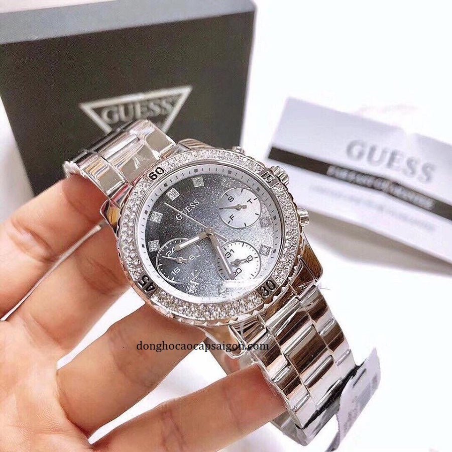  Shop Authentic Guess Confetti Diamonds Blue Dial Silver Steel Strap Watch for Women - W0774L6 - Luxxuri
