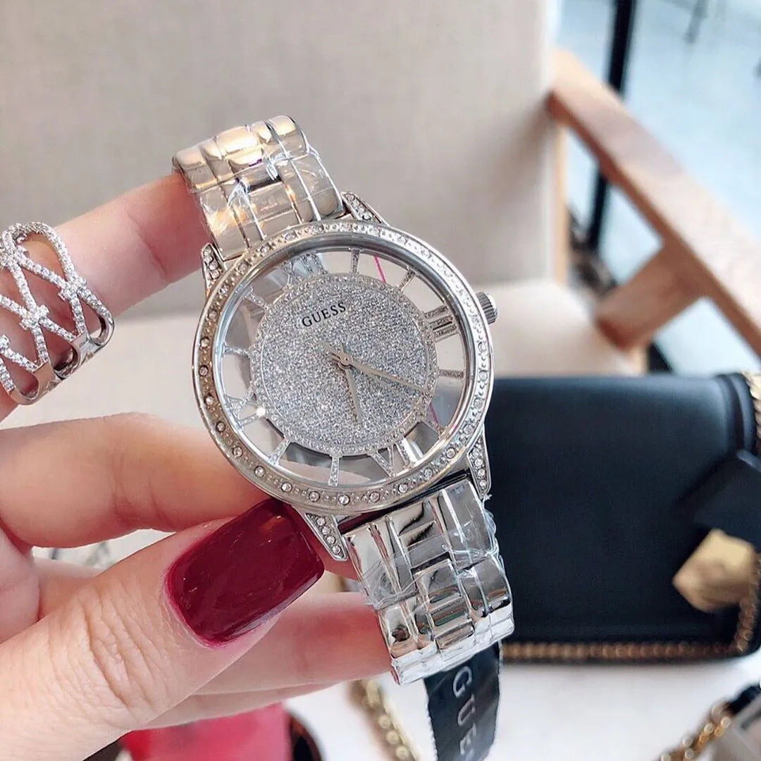  Shop Authentic Guess Ethereal Diamonds Silver Dial Silver Steel Strap Watch for Women - W1013L1 - Luxxuri
