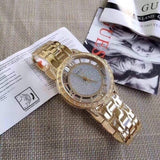  Shop Authentic Guess Analog Diamonds Silver Dial Gold Steel Strap Watch For Women - W1013l2 - Luxxuri
