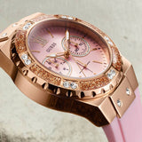  Shop Authentic Guess Rose Gold Dial with Diamonds Pink Rubber Strap Watch For Women - W1053L3 - Luxxuri