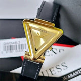  Shop Authentic Guess Fame Quartz Gold Dial Black Leather Strap Watch For Women - GW0548L3 - Luxxuri