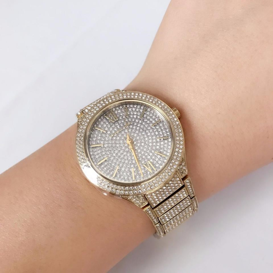  Shop Authentic Michael Kors Kerry Crystals Gold Dial Gold Steel Strap Watch For Women - MK3360 - Luxxuri
