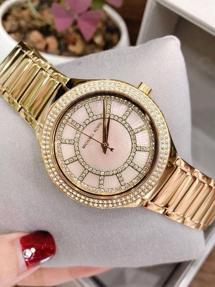 Shop Authentic Michael Kors Kerry Mother of Pearl Dial Gold Steel Strap Watch for Women - MK3396 - Luxxuri
