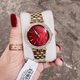  Shop Authentic Michael Kors Darci Quartz Mother of Pearl Red Dial Gold Steel Strap Watch For Women - MK3583 - Luxxuri