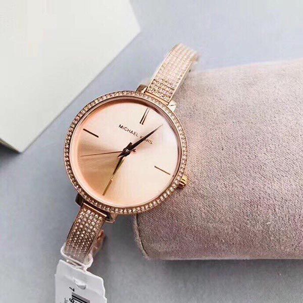  Shop Authentic Michael Kors Jaryn Quartz Rose Gold Dial Rose Gold Steel Strap Watch For Women - MK3785 - Luxxuri