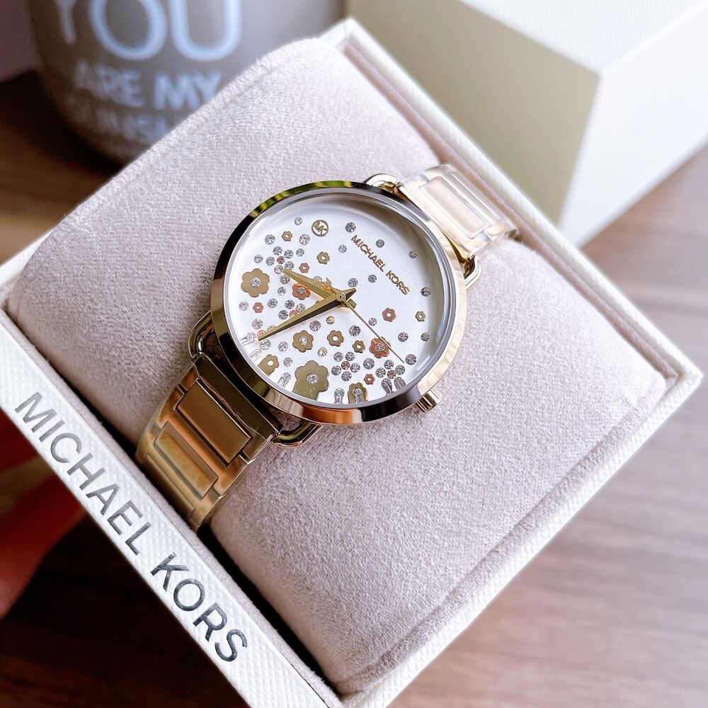  Shop Authentic Michael Kors Portia Quartz White Dial Gold Steel Strap Watch for Women - MK3840 - Luxxuri