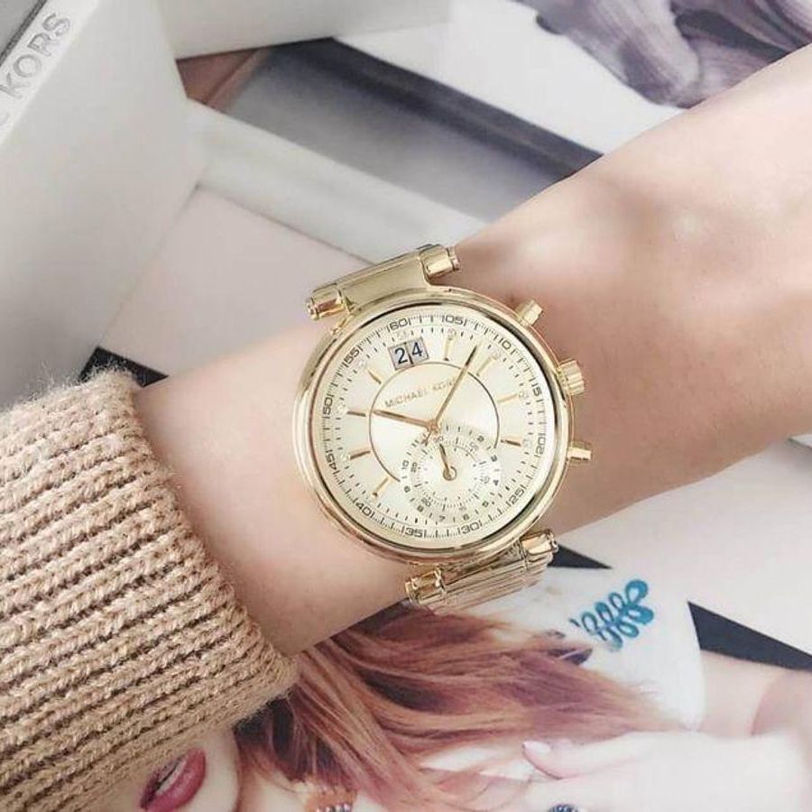  Shop Authentic Michael Kors Sawyer White Dial Gold Steel Strap Watch for Women - MK6362 - Luxxuri