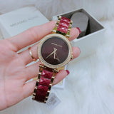  Shop Authentic Michael Kors Parker Mother of Pearl Red Dial Two Tone Steel Strap Watch for Women - MK6427 - Luxxuri