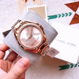  Shop Authentic Michael Kors Bradshaw Quartz Rose Gold Dial Rose Gold Steel Strap Watch For Women - MK6556 - Luxxuri