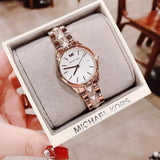  Shop Authentic Michael Kors Runway Mercer Mother of Pearl White Dial Two Tone Steel Strap Watch For Women - MK6674 - Luxxuri
