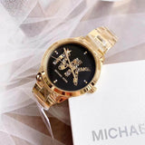  Shop Authentic Michael Kors Runway Quartz Black Dial Gold Steel Strap Watch For Women - MK6682 - Luxxuri