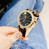  Shop Authentic Michael Kors Parker Chronograph Black Dial Black Leather Strap Watch For Women - MK6984 - Luxxuri
