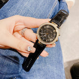  Shop Authentic Michael Kors Parker Chronograph Black Dial Black Leather Strap Watch For Women - MK6984 - Luxxuri