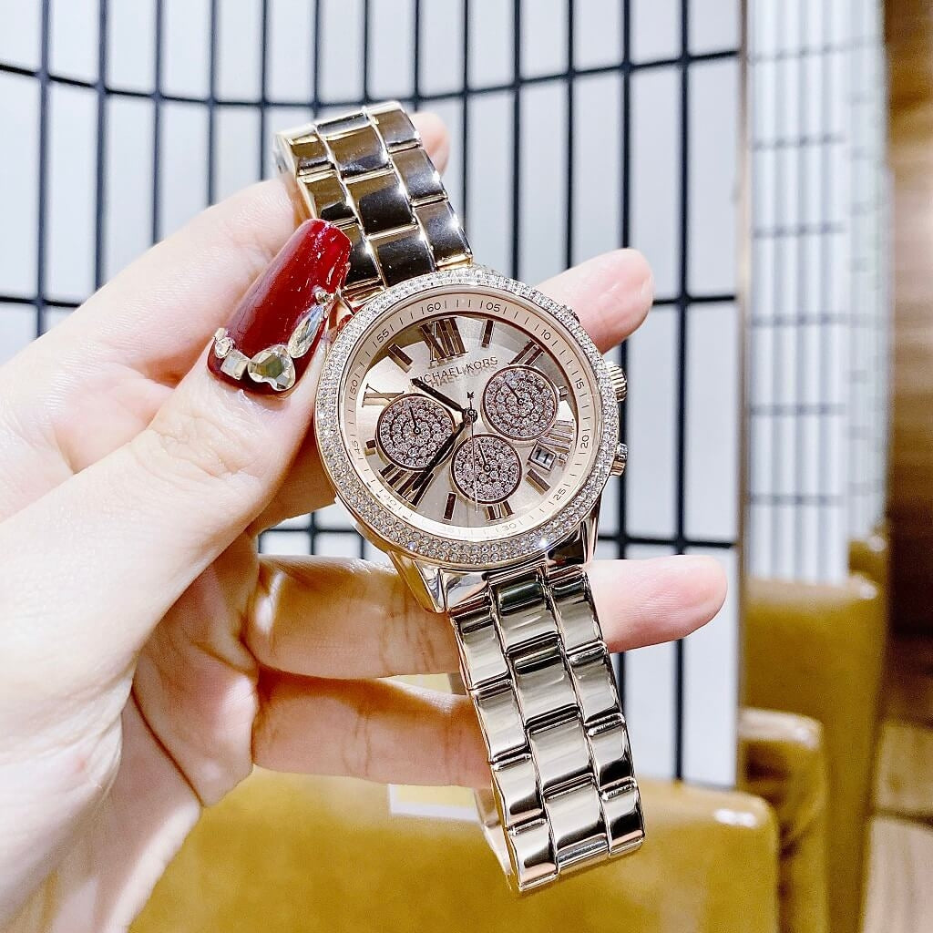 Shop Authentic Michael Kors Bryn Chronograph Rose Gold Dial Rose Gold Steel Strap Watch For Women - MK7200 - Luxxuri