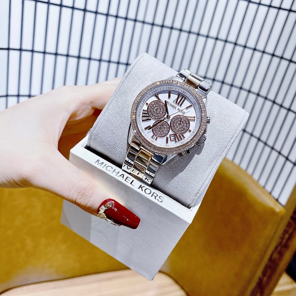  Shop Authentic Michael Kors Bryn Pavé White Dial Two Tone Steel Strap Watch For Women - MK7201 - Luxxuri