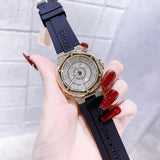  Shop Authentic Michael Kors Lennox Three Hand Crystals Silver Dial Black Silicone Strap Watch For Women - MK7247 - Luxxuri