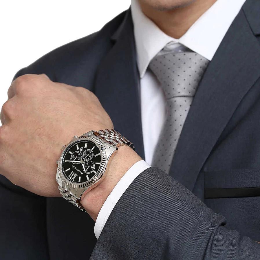  Shop Authentic Michael Kors Lexington Chronograph Black Dial Black Steel Strap Watch For Men - MK8602 - Luxxuri