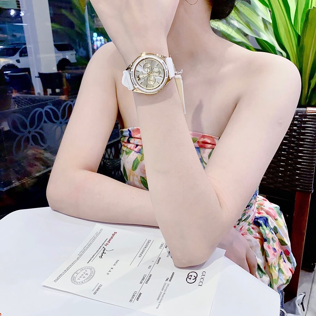  Shop Authentic Michael Kors Jessa Quartz Gold Dial White Silicone Strap Watch For Women - MK7267 - Luxxuri