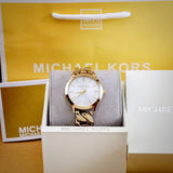  Shop Authentic Michael Kors Runway Three-Hand White Dial Gold Steel Strap Watch for Women - MK7472 - Luxxuri