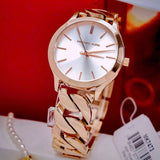  Shop Authentic Michael Kors Runway Three-Hand Silver Dial Rose Gold Steel Strap Watch for Women - MK7473 - Luxxuri