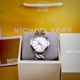  Shop Authentic Michael Kors Runway Three-Hand Silver Dial Silver Steel Strap Watch for Women - MK7474 - Luxxuri
