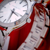  Shop Authentic Michael Kors Runway Three-Hand Silver Dial Silver Steel Strap Watch for Women - MK7474 - Luxxuri