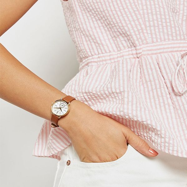  Shop Authentic Michael Kors Portia Quartz White Dial Brown Leather Strap Watch For Women - MK2734 - Luxxuri