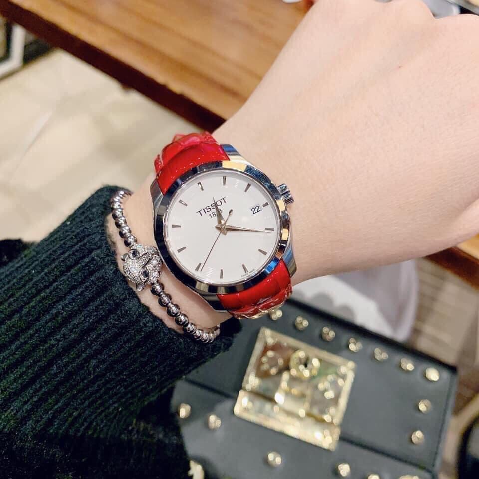  Shop Authentic Tissot Couturier Lady Silver Dial Red Leather Strap Watch for Women - T035.210.16.031.01 - Luxxuri