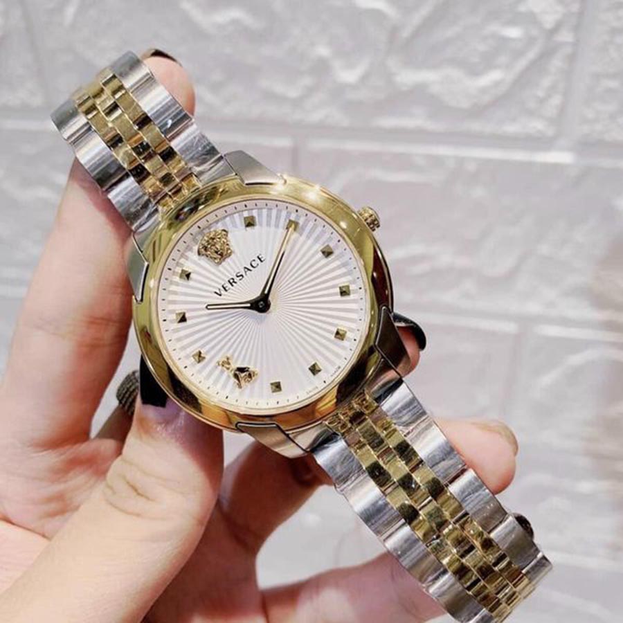  Shop Authentic Versace Audrey Quartz White Dial Two Tone Steel Strap Watch for Women - VELR00519 - Luxxuri