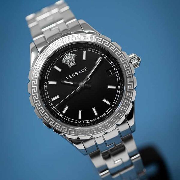  Shop Authentic Versace Hellenyium Black Dial Silver Steel Strap Watch for Women - V12020015 - Luxxuri