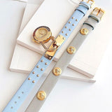  Shop Authentic Versace Medusa Lock Icon Quartz White Dial Blue Leather Strap Watch for Women - VEDW00419 - Luxxuri