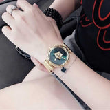  Shop Authentic Versace Palazzo Empire Greca Green Dial Gold Mesh Bracelet Watch for Women - VEDV00819 - Luxxuri