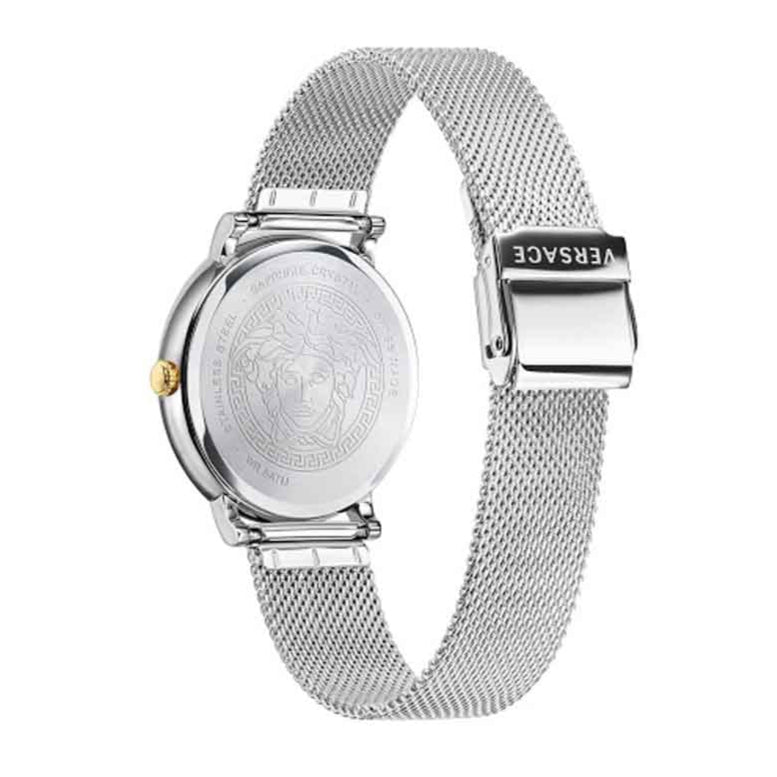  Shop Authentic Versace V-Circle Quartz Silver Dial Silver Mesh Strap Watch for Women - VBP050017 - Luxxuri