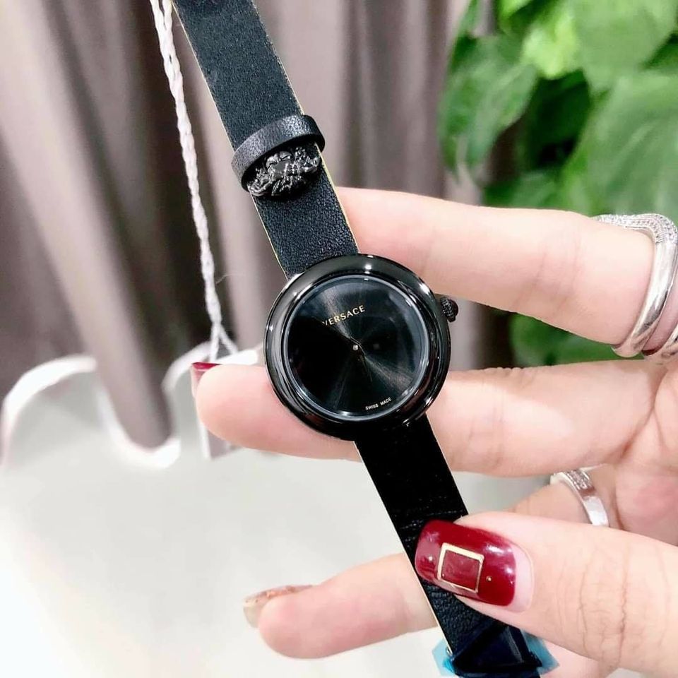  Shop Authentic Versace V-Flare Quartz Black Dial Black Leather Strap Watch for Women - VEBN00518 - Luxxuri