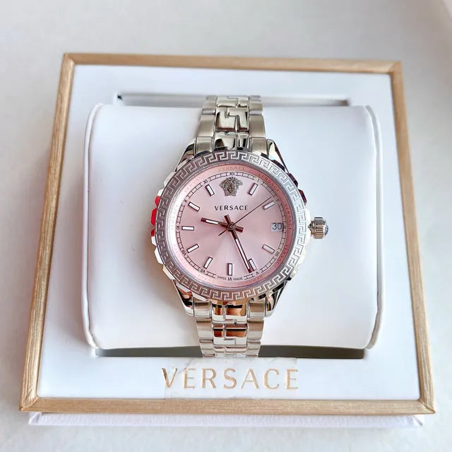  Shop Authentic Versace Hellenyium Pink Dial Silver Steel Strap Watch for Women - V12010015 - Luxxuri