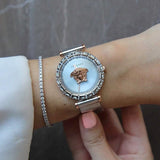  Shop Authentic Versace Palazzo Empire Silver Dial Silver Mesh Bracelet Watch for Women - VEDV00419 - Luxxuri