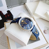  Shop Authentic Versace V-Twist Quartz Blue Dial Blue Leather Strap Watch for Women - VELS00119 - Luxxuri