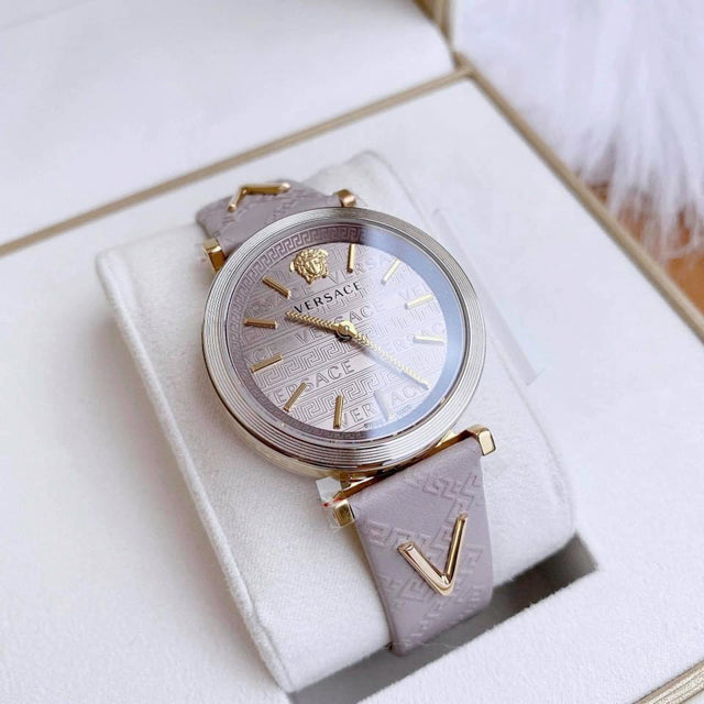  Shop Authentic Versace V-Twist Quartz Purple Dial Purple Leather Strap Watch for Women - VELS00219 - Luxxuri