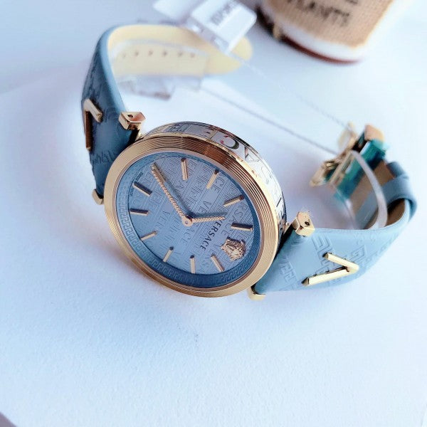  Shop Authentic Versace V-Twist Blue Dial Blue Leather Strap Watch for Women - VELS00319 - Luxxuri
