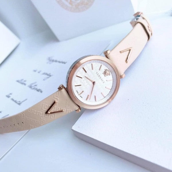  Shop Authentic Versace V-Twist White Dial White Leather Strap Watch for Women - VELS00419 - Luxxuri