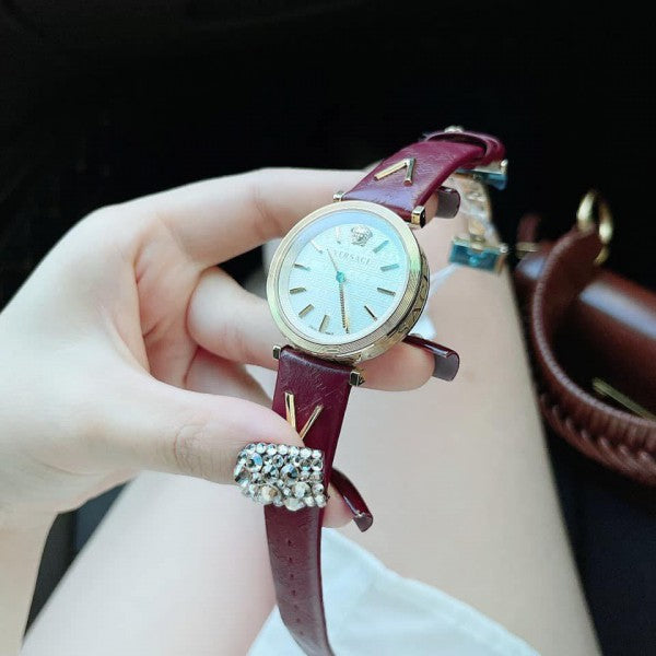  Shop Authentic Versace V-Twist Silver Dial Red Leather Strap Watch for for Women - VELS00519 - Luxxuri