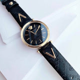  Shop Authentic Versace V-Twist Black Dial Black Leather Strap Watch for Women - VELS00619 - Luxxuri