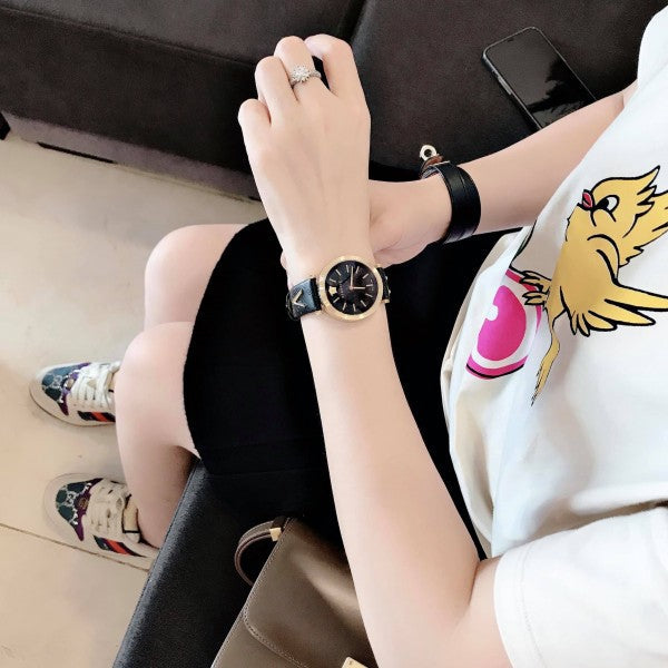  Shop Authentic Versace V-Twist Black Dial Black Leather Strap Watch for Women - VELS00619 - Luxxuri