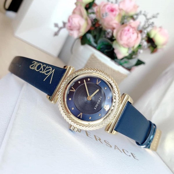  Shop Authentic Versace Greca Blue Dial Blue Leather Strap Watch for Women - VERE00218 - Luxxuri